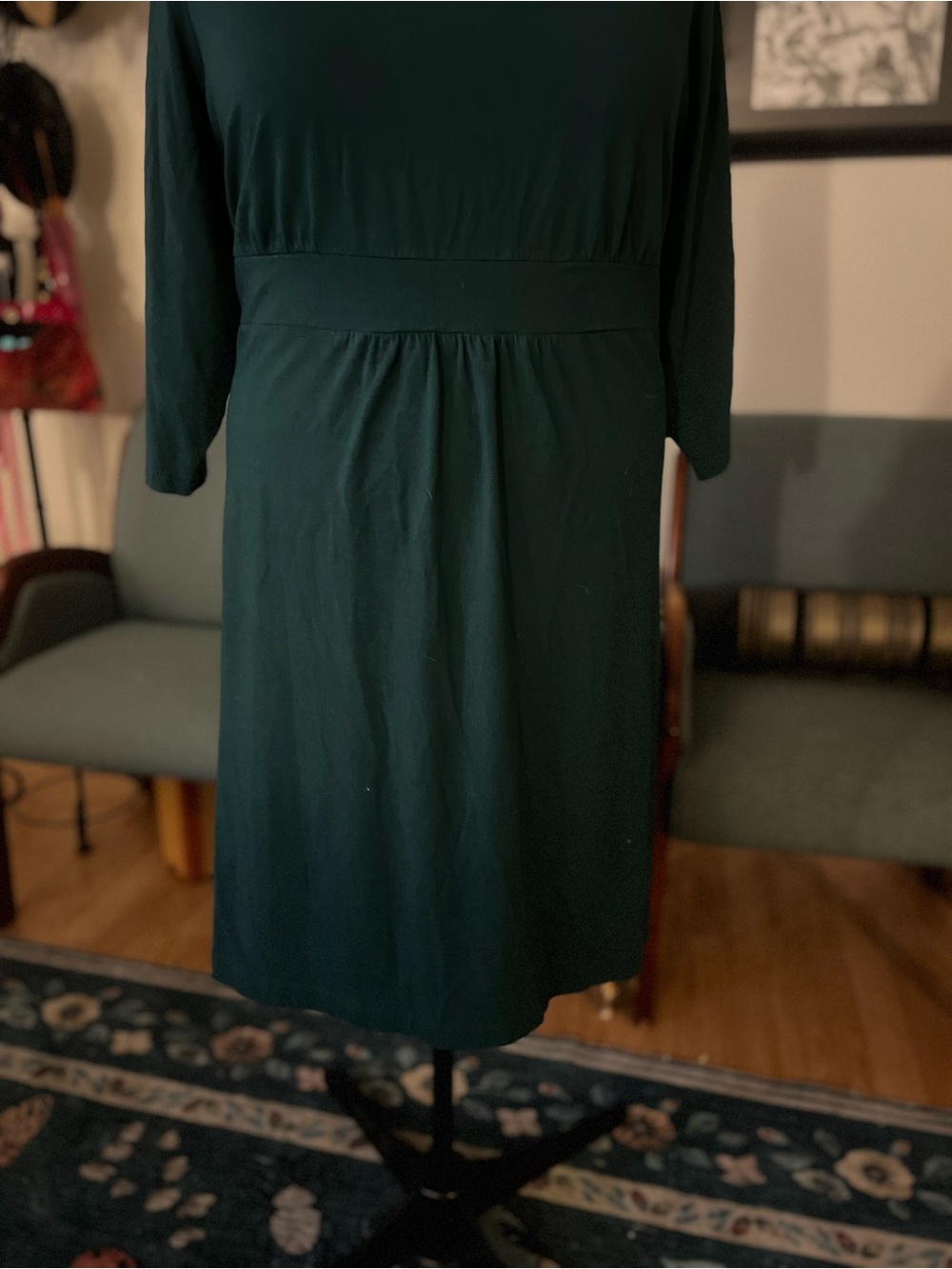 Lands' End Deep Teal V-Neck Long Sleeve Dress - Picture 2 of 7